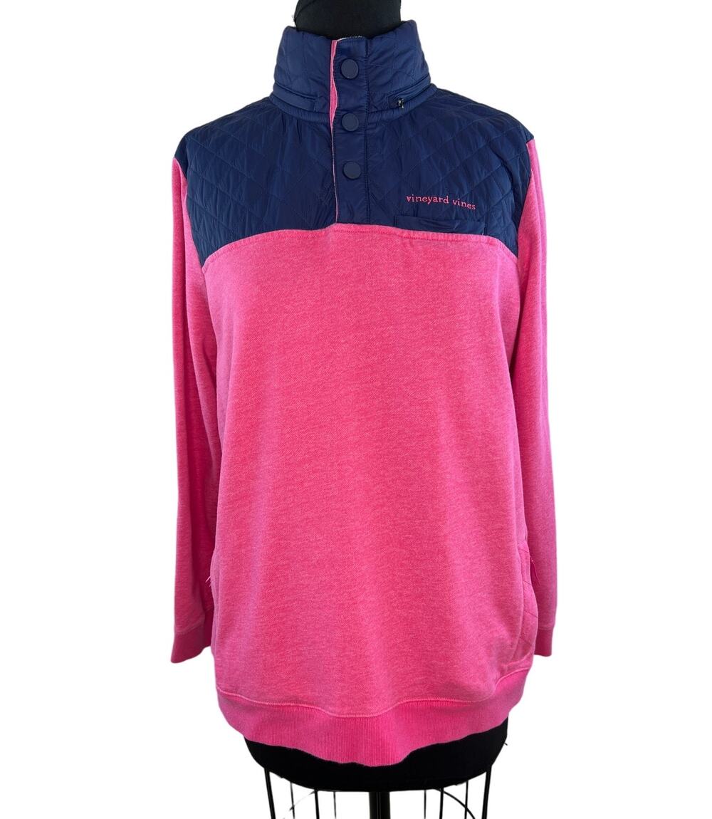 Vineyard Vines Performance Long Sleeve Pink Blue Quilt Nylon Shep Jacket Shirt M